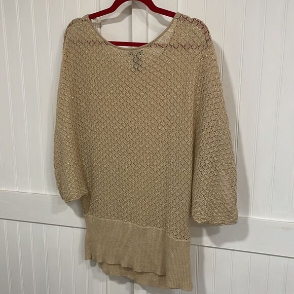 New York & Co shimmery gold tunic/sweater size L - Picture 4 of 8